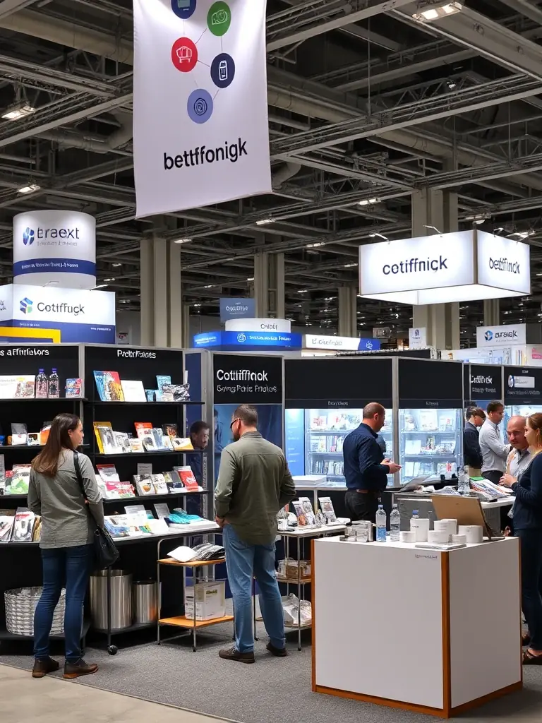 A photograph of a successful automotive trade show booth designed and managed by Nothimporta, featuring interactive displays and promotional materials.